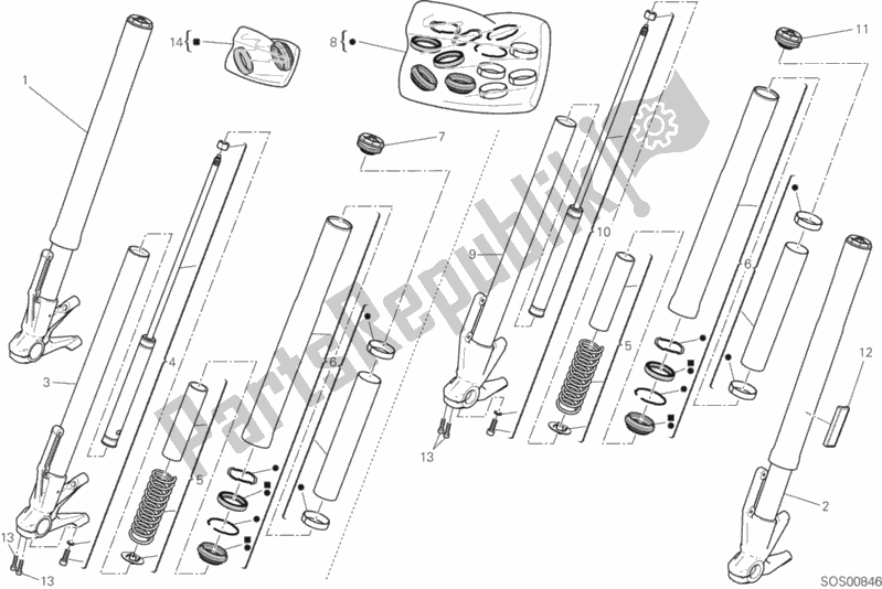 All parts for the Front Fork of the Ducati Supersport 937 2018