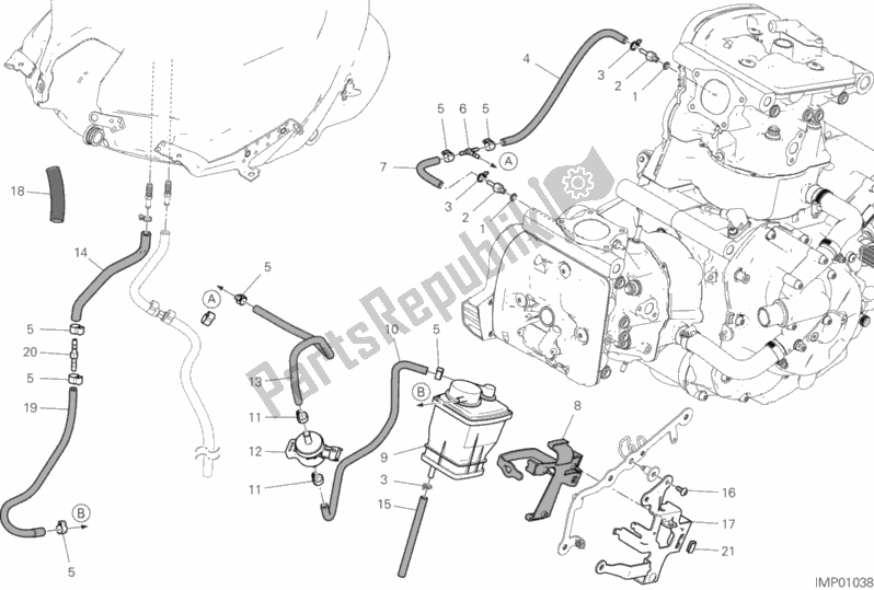 All parts for the Hot Air Pipe Canister of the Ducati Supersport 937 2018