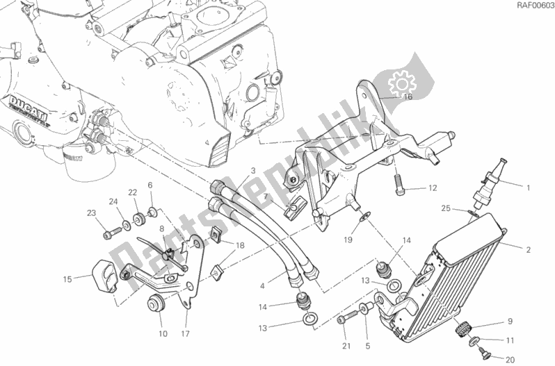 Alle onderdelen voor de Olie Koeler van de Ducati Supersport 937 2018