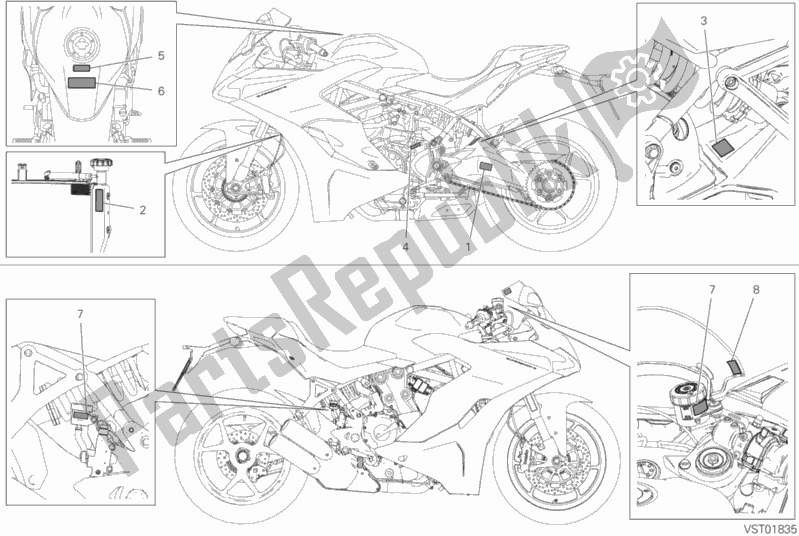 All parts for the Posizionamento Targhette of the Ducati Supersport 937 2018