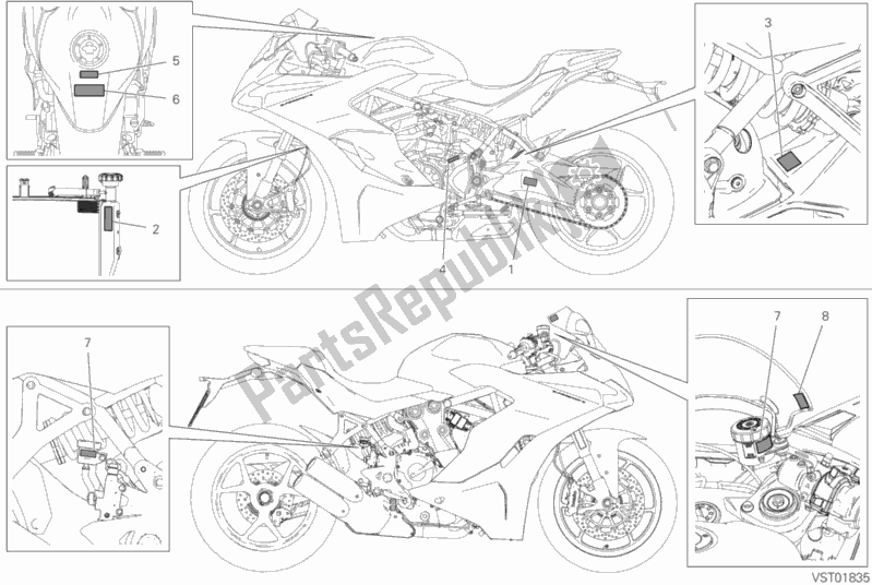 Todas las partes para Posizionamento Targhette de Ducati Supersport 937 2018