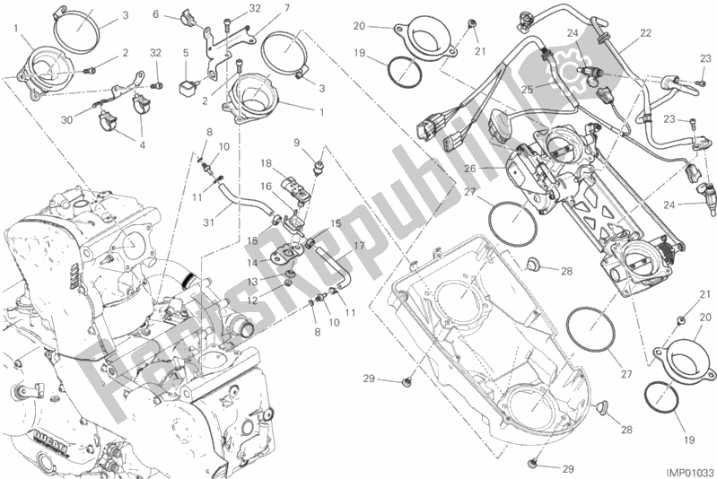 All parts for the Throttle Body of the Ducati Supersport 937 2018