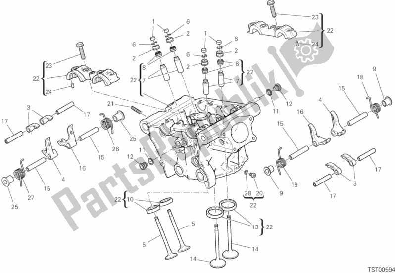 All parts for the Vertical Head of the Ducati Supersport 937 2018