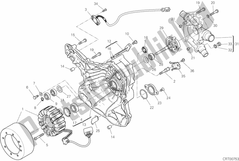 Toutes les pièces pour le Couvercle De Crnkcse Côté Pompe à Eau du Ducati Supersport 937 2018