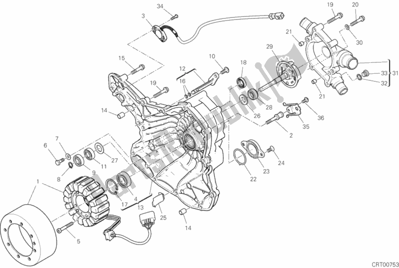 Alle onderdelen voor de Waterpomp-altr-zijde Crnkcse Deksel van de Ducati Supersport 937 2018
