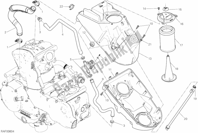 All parts for the Air Intake - Oil Breather of the Ducati Supersport 937 2019