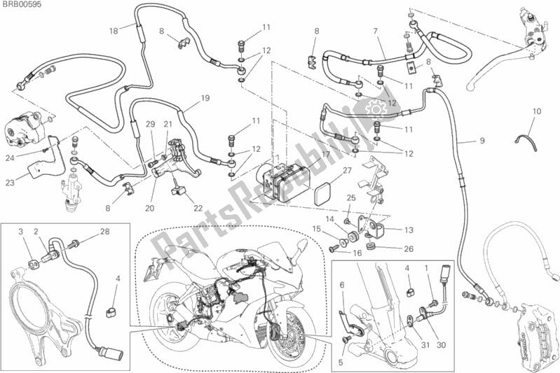 Alle onderdelen voor de Antiblokkeersysteem (abs) van de Ducati Supersport 937 2019