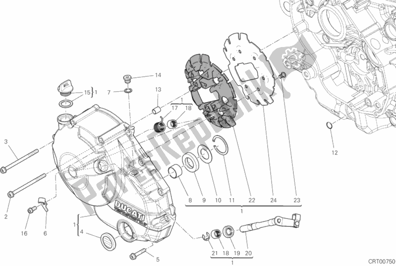 Alle onderdelen voor de Koppelingsdeksel van de Ducati Supersport 937 2019