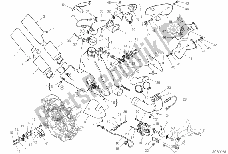 Alle onderdelen voor de Uitlaatsysteem van de Ducati Supersport 937 2019