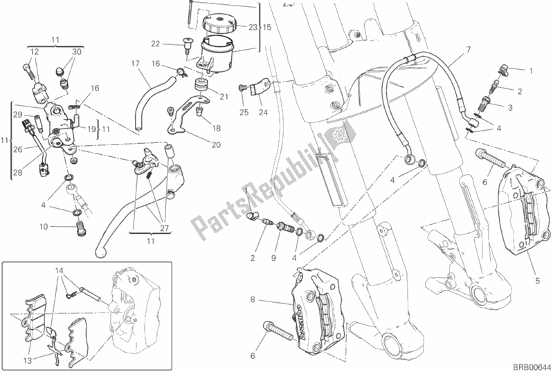 All parts for the Front Brake System of the Ducati Supersport 937 2019