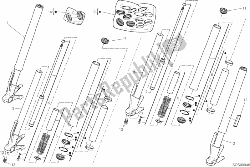 All parts for the Front Fork of the Ducati Supersport 937 2019