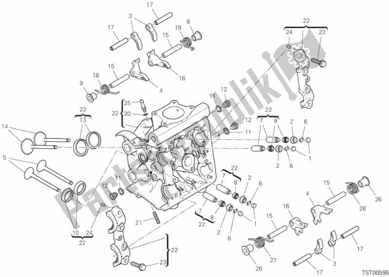 Alle onderdelen voor de Horizontale Kop van de Ducati Supersport 937 2019