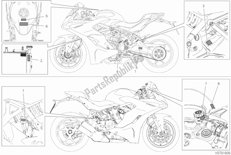 Alle onderdelen voor de Posizionamento Targhette van de Ducati Supersport 937 2019