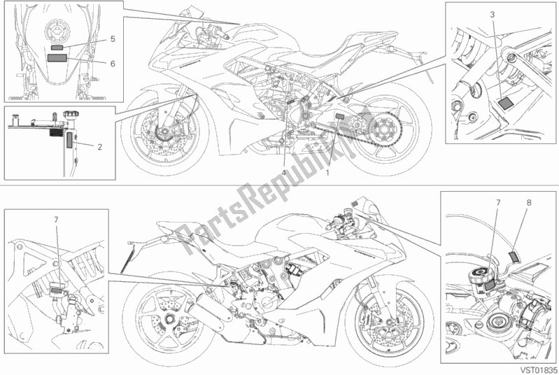 Todas las partes para Posizionamento Targhette de Ducati Supersport 937 2019