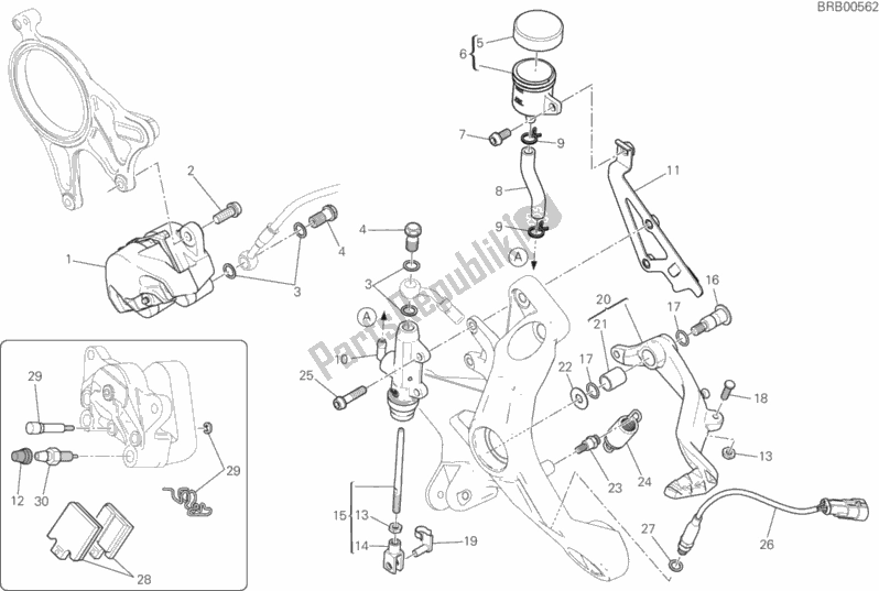 Tutte le parti per il Sistema Frenante Posteriore del Ducati Supersport 937 2019