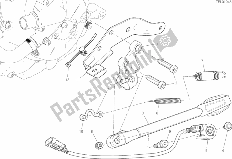 Tutte le parti per il Cavalletto Laterale del Ducati Supersport 937 2019