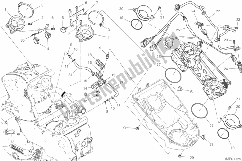 All parts for the Throttle Body of the Ducati Supersport 937 2019
