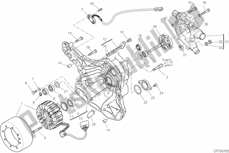 Alle onderdelen voor de Waterpomp-altr-zijde Crnkcse Deksel van de Ducati Supersport 937 2019