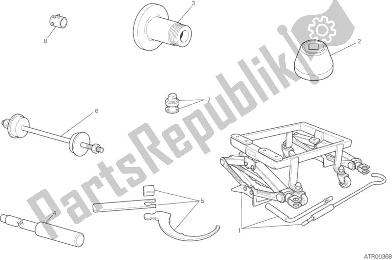 All parts for the Workshop Service Tools (frame) of the Ducati Supersport 937 2019