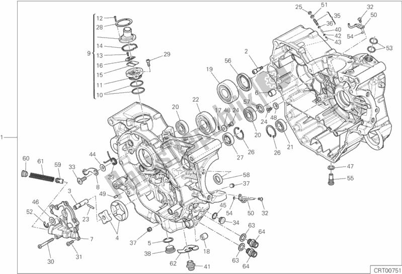 All parts for the 010 - Half-crankcases Pair of the Ducati Supersport 937 2020
