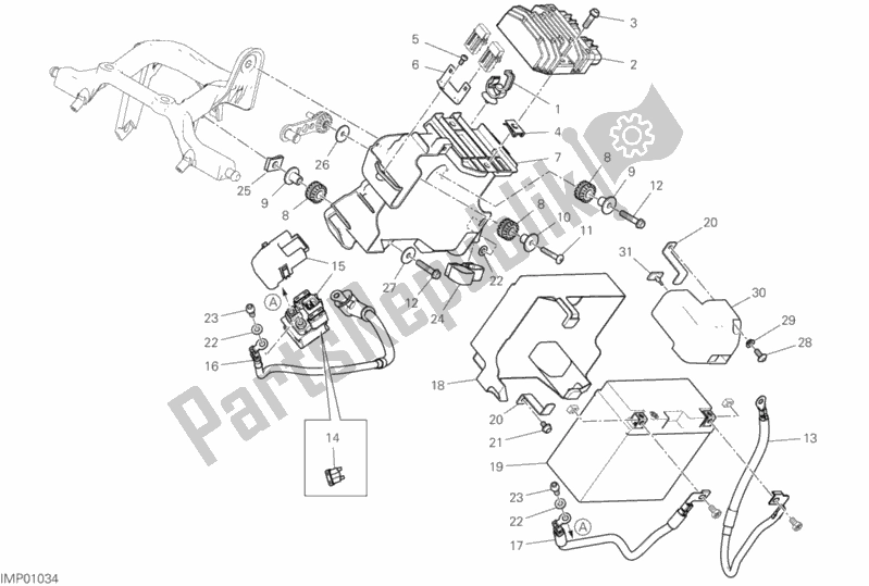 All parts for the Battery Holder of the Ducati Supersport 937 2020