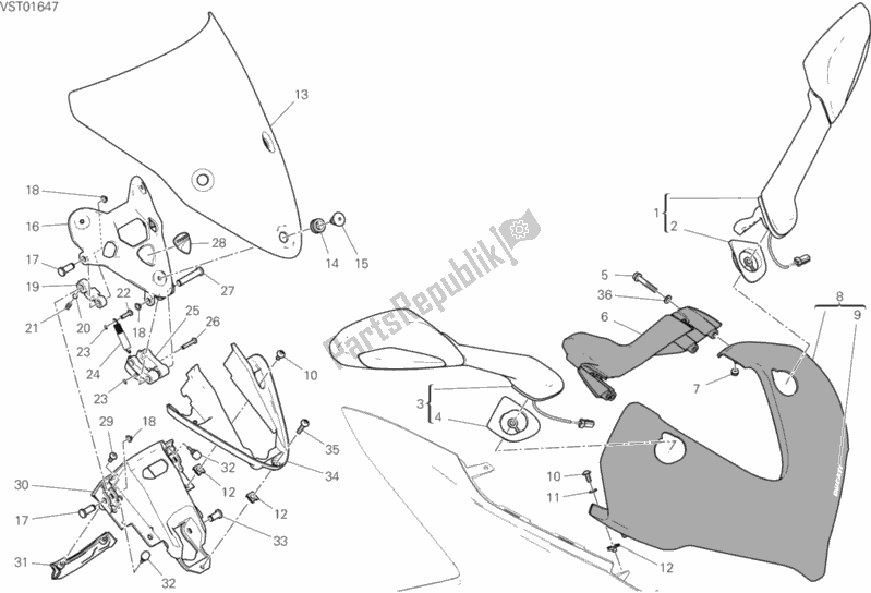 All parts for the Cowling of the Ducati Supersport 937 2020