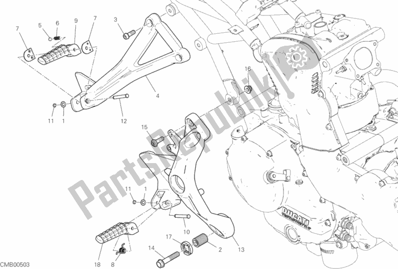 All parts for the Footrests, Right of the Ducati Supersport 937 2020