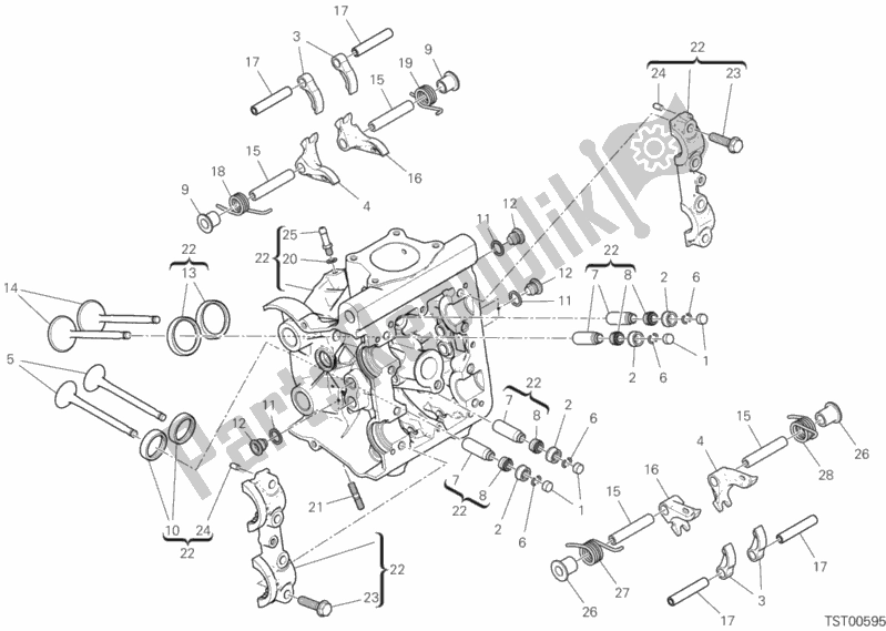 Alle onderdelen voor de Horizontale Kop van de Ducati Supersport 937 2020