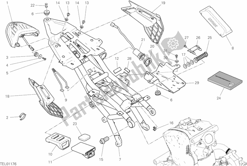 All parts for the Rear Frame Comp. Of the Ducati Supersport 937 2020