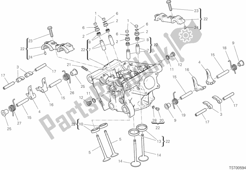 Alle onderdelen voor de Verticale Kop van de Ducati Supersport 937 2020