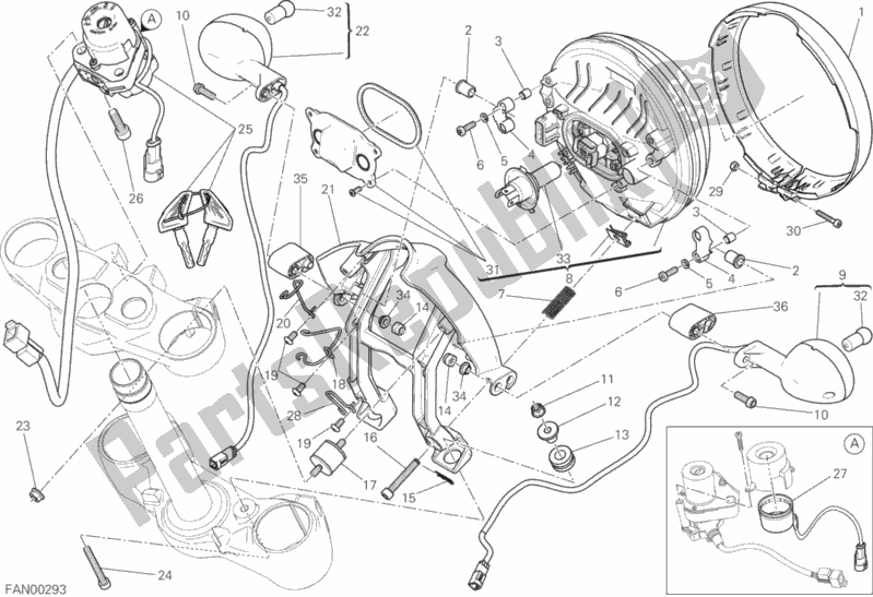 Todas las partes para 020 - Faro de Ducati Scrambler Sixty2 400 2016