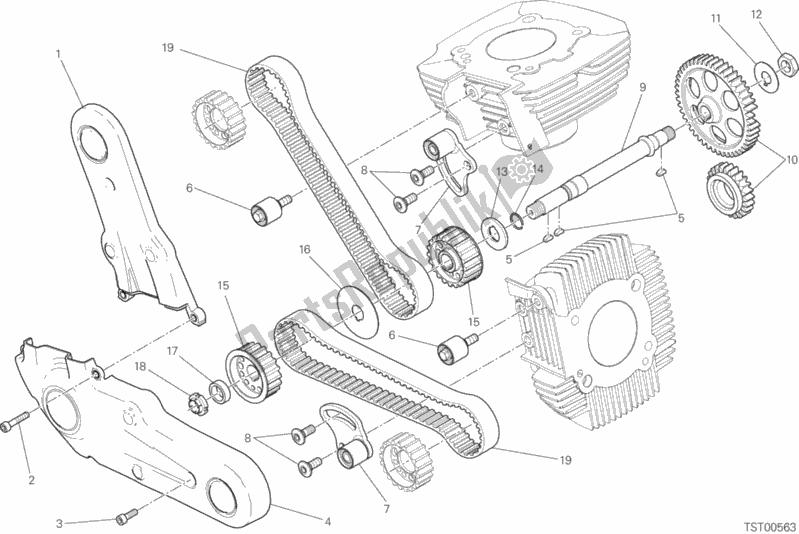 Alle onderdelen voor de Distribuzione van de Ducati Scrambler Sixty2 400 2016