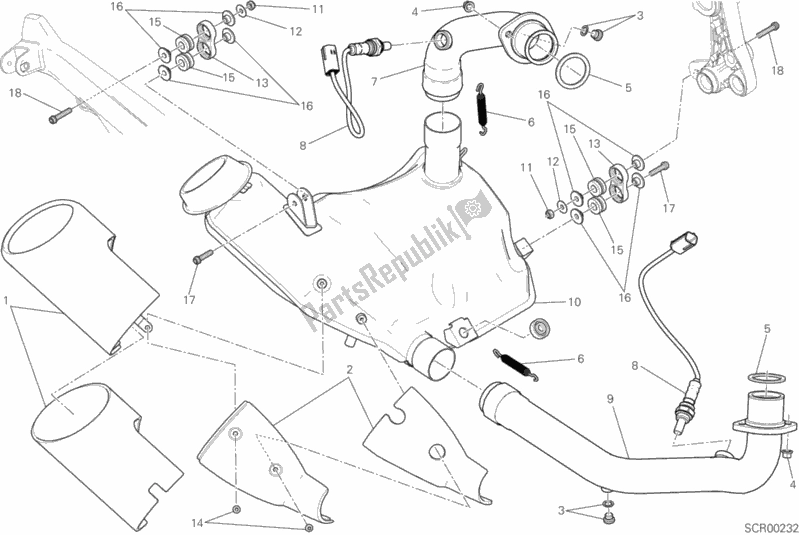 Todas las partes para Sistema De Escape de Ducati Scrambler Sixty2 400 2016