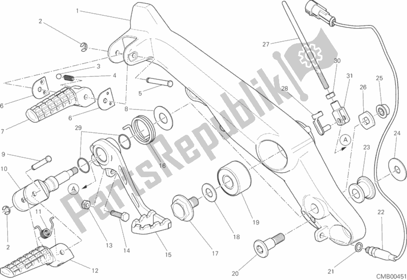 Todas las partes para Reposapiés, Derecha de Ducati Scrambler Sixty2 400 2016