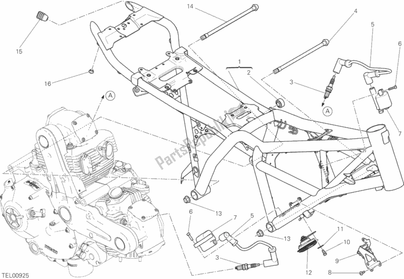 Tutte le parti per il Telaio del Ducati Scrambler Sixty2 400 2016