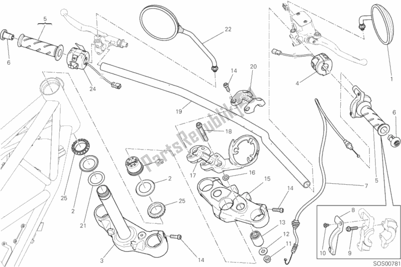 Tutte le parti per il Manubrio E Comandi del Ducati Scrambler Sixty2 400 2016