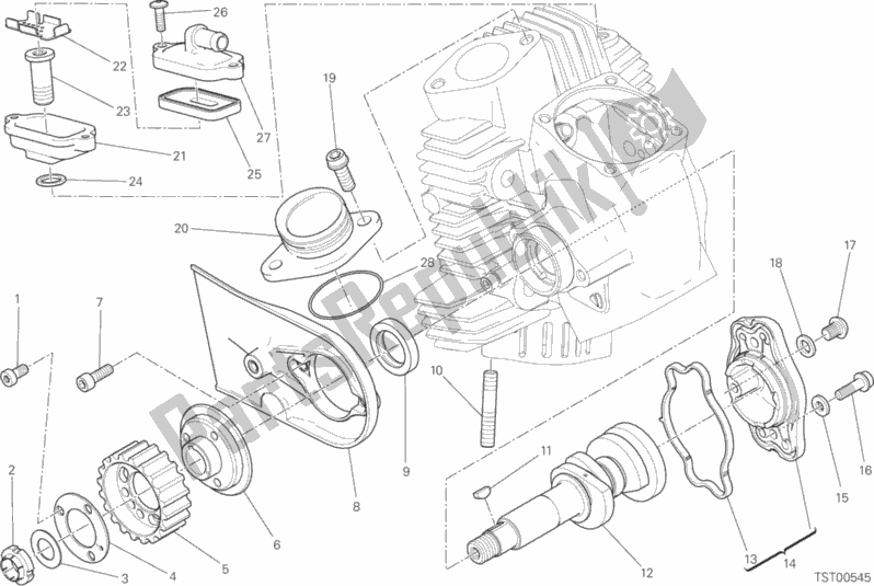 Alle onderdelen voor de Testa Orizzontale - Distribuzione van de Ducati Scrambler Sixty2 400 2016