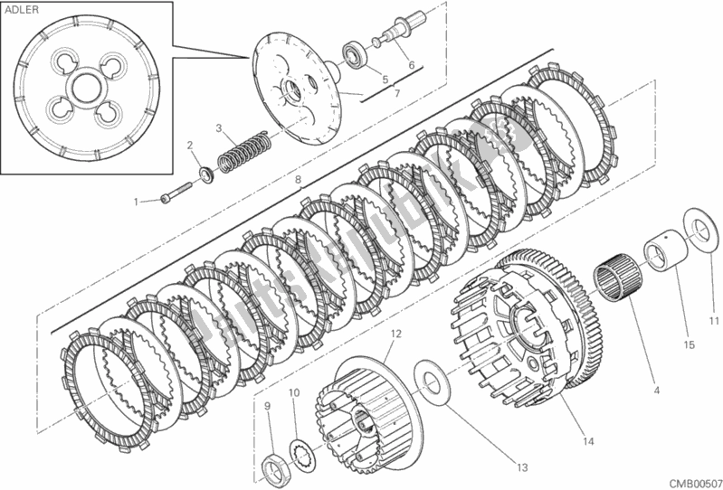 All parts for the Clutch (adler) of the Ducati Scrambler Sixty2 400 2017