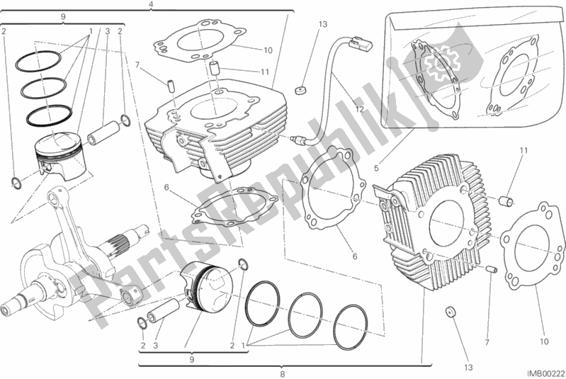 All parts for the Cylinders - Pistons of the Ducati Scrambler Sixty2 400 2017