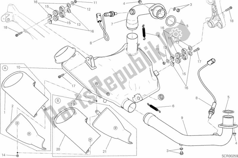 Alle onderdelen voor de Uitlaatsysteem van de Ducati Scrambler Sixty2 400 2017