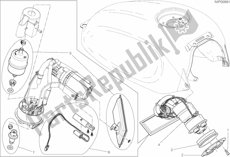 Alle onderdelen voor de Benzine Pomp van de Ducati Scrambler Sixty2 400 2017