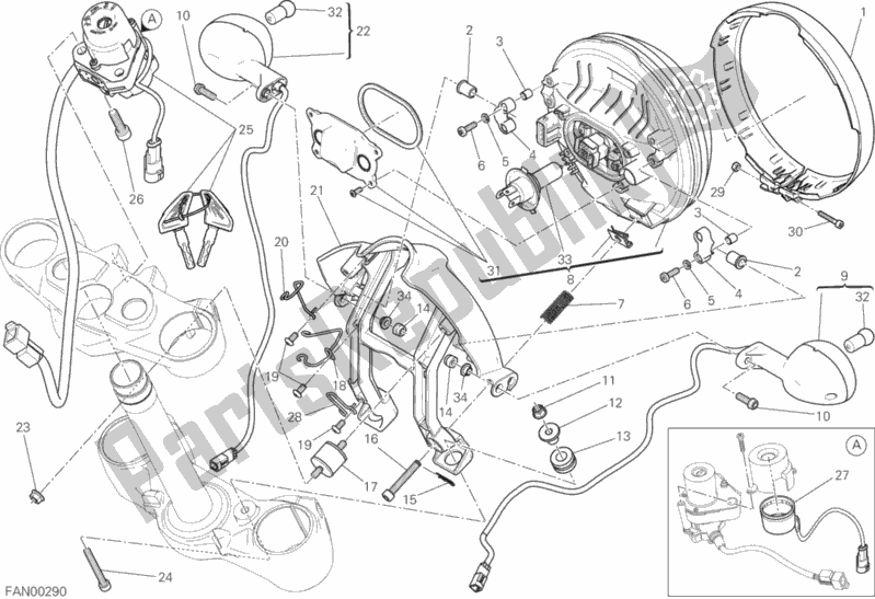 Alle onderdelen voor de Koplamp van de Ducati Scrambler Sixty2 400 2017
