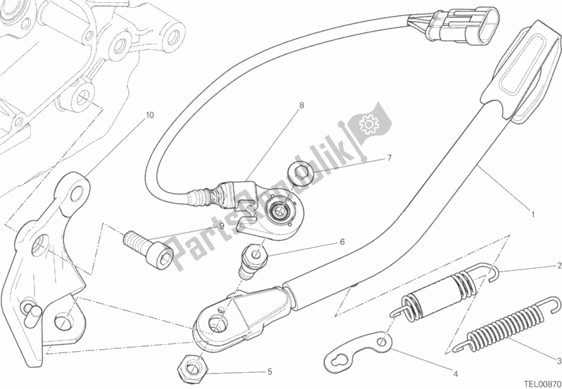 Alle onderdelen voor de Zij Stand van de Ducati Scrambler Sixty2 400 2017