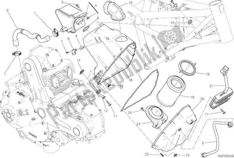 All parts for the Air Intake - Oil Breather of the Ducati Scrambler Sixty2 400 2018