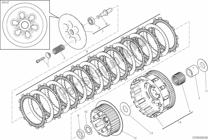 All parts for the Clutch (jnhz) of the Ducati Scrambler Sixty2 400 2018