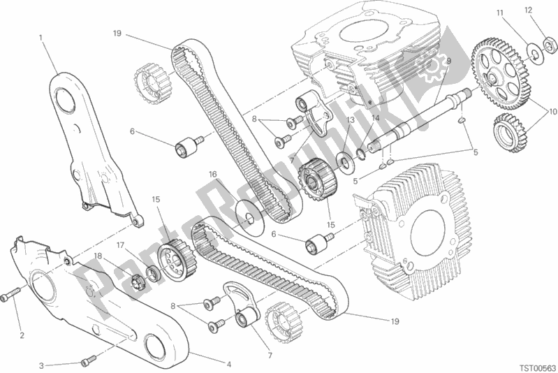 All parts for the Distribuzione of the Ducati Scrambler Sixty2 400 2018