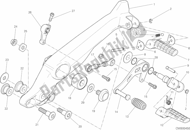 All parts for the Footrests, Left of the Ducati Scrambler Sixty2 400 2018