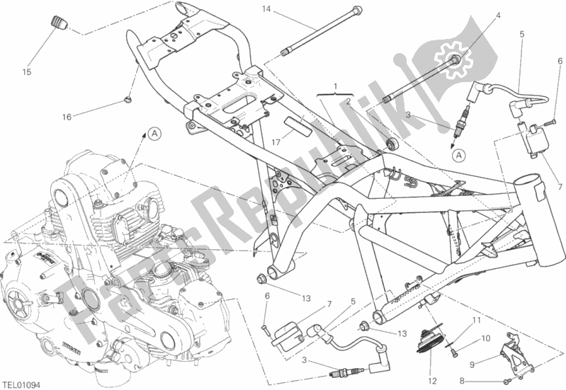 Todas as partes de Quadro, Armação do Ducati Scrambler Sixty2 400 2018