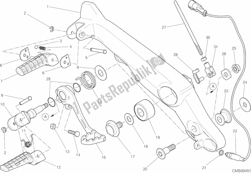 Todas as partes de Apoios Para Os Pés, Certo do Ducati Scrambler Sixty2 400 2019