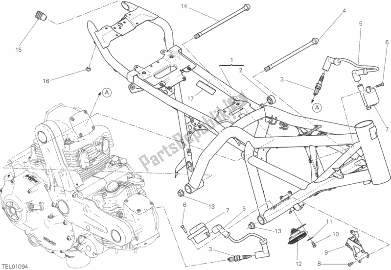 Todas as partes de Quadro, Armação do Ducati Scrambler Sixty2 400 2019